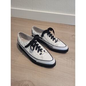 Vintage Donald J Pliner Sport White Quilted Leather Pointed Toe Sneakers Size 6M
